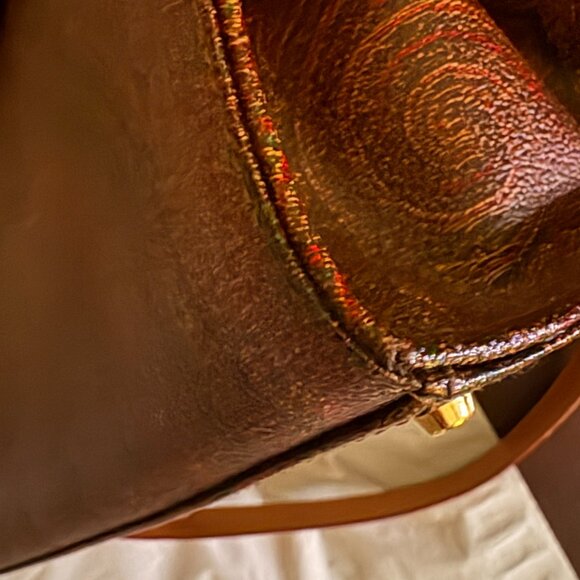 ETRO Paisley Hand Crossbody Bag PVC Leather Brown Red Gold Auth - Picture 8 of 10